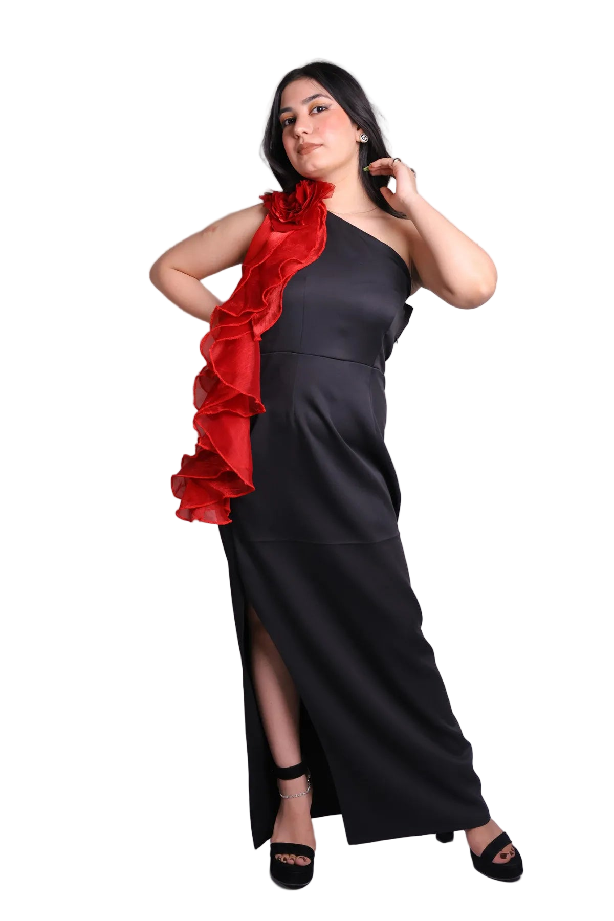 Retro Frill Black Gown