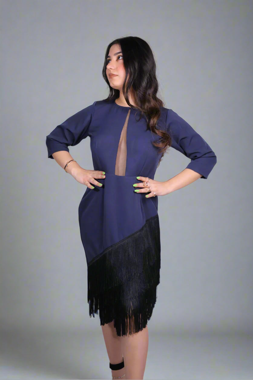 Navy Frindge Dress