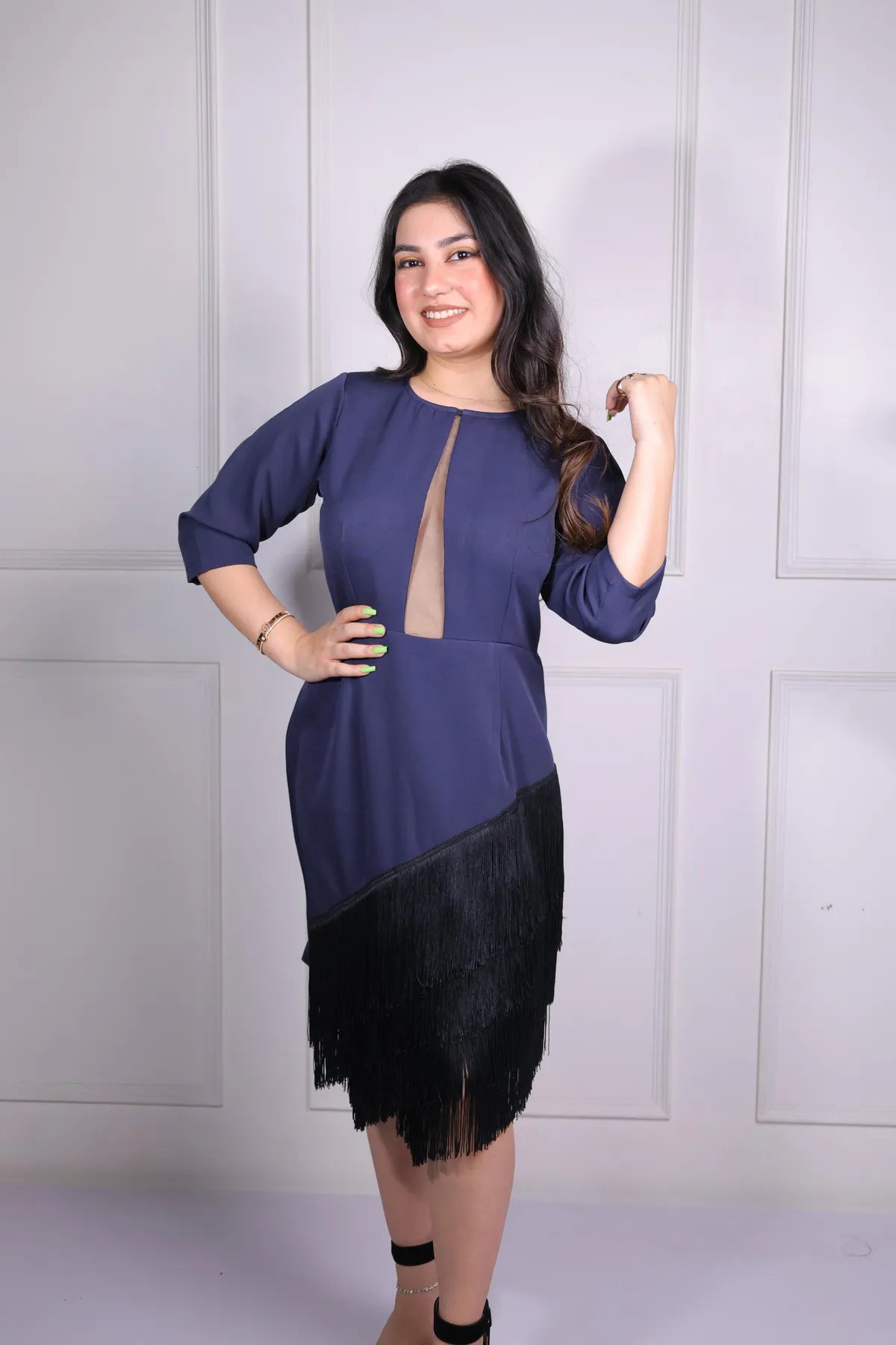 Navy Frindge Dress