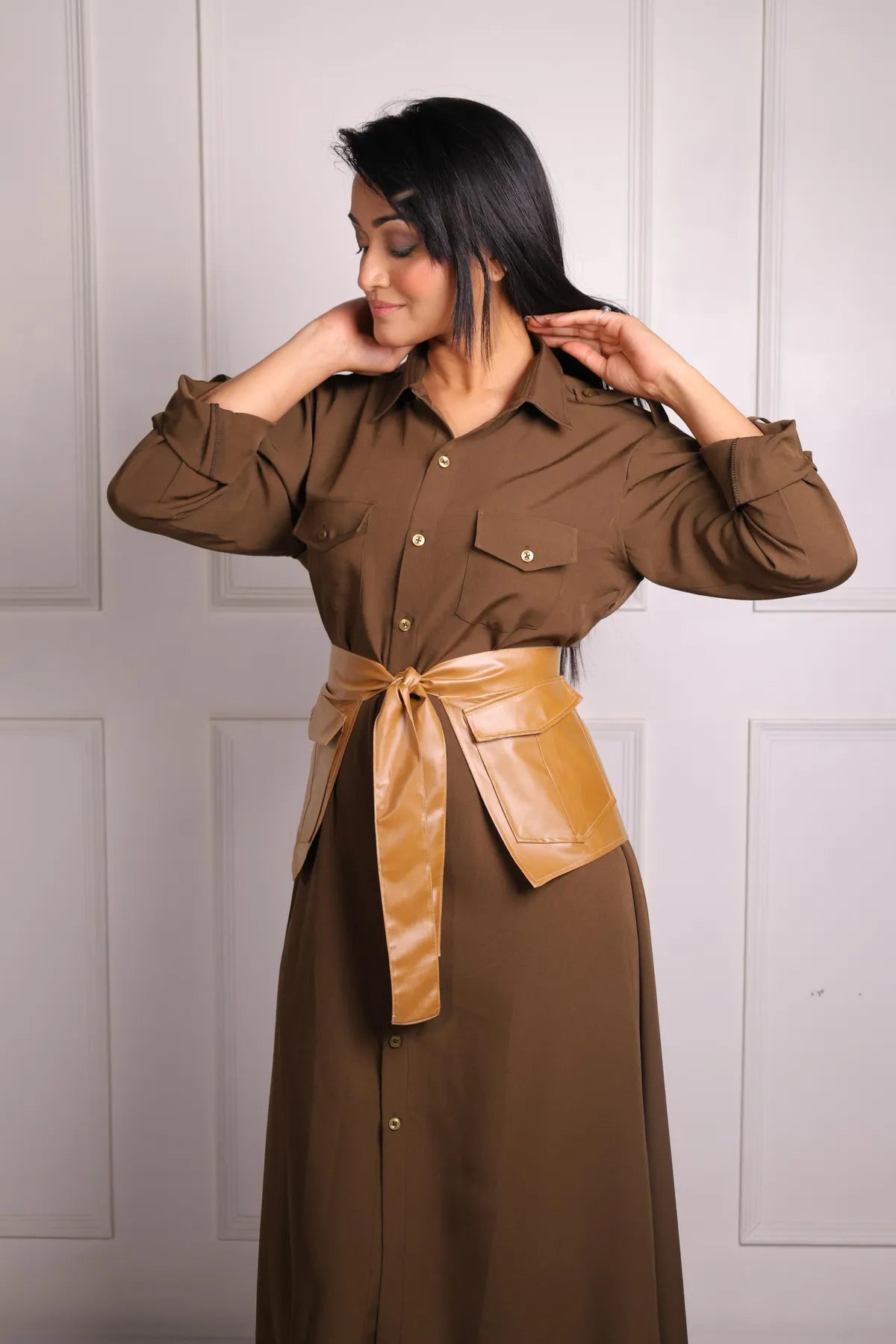 Brown Shirt Dress