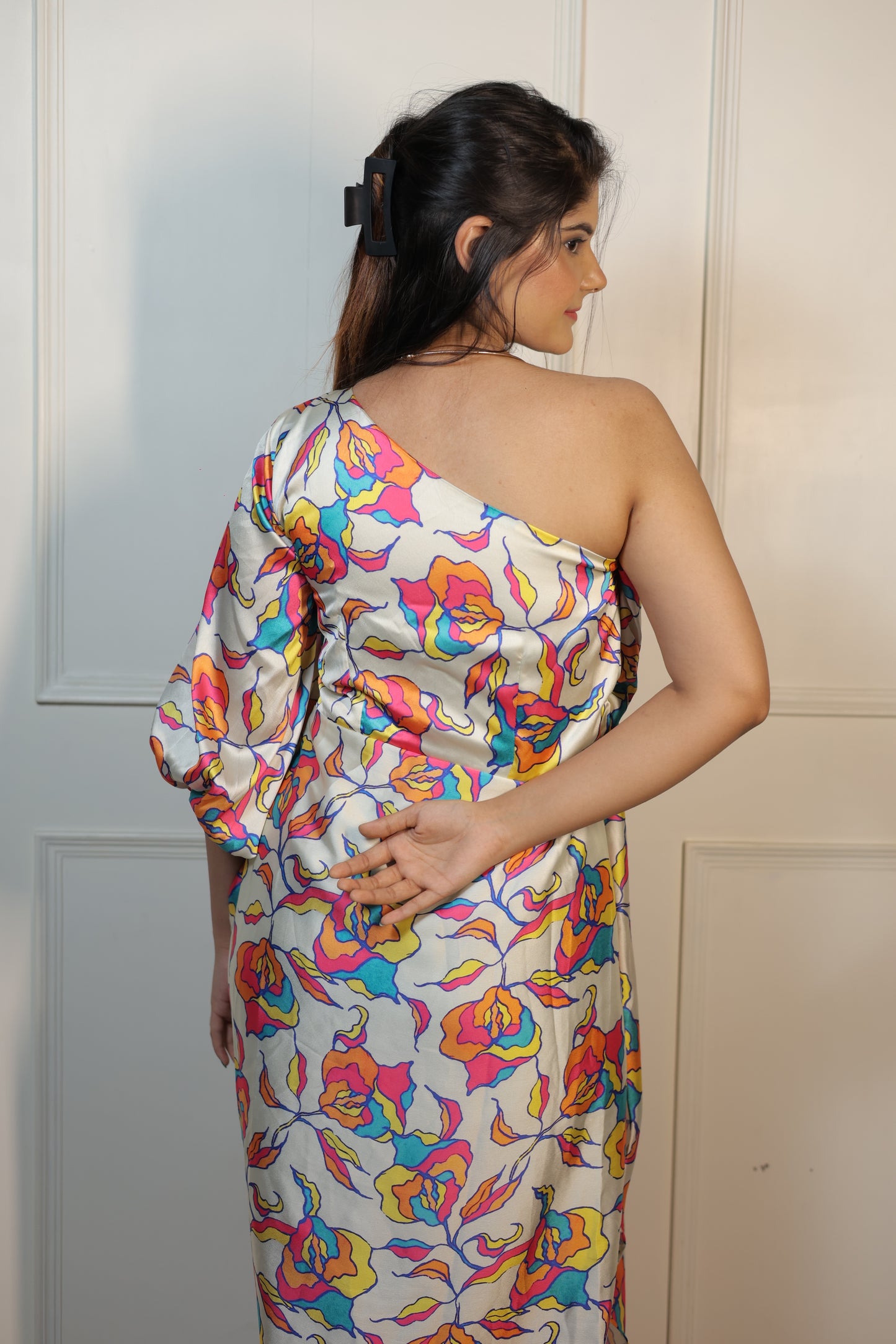 One Shoulder Printed Dress