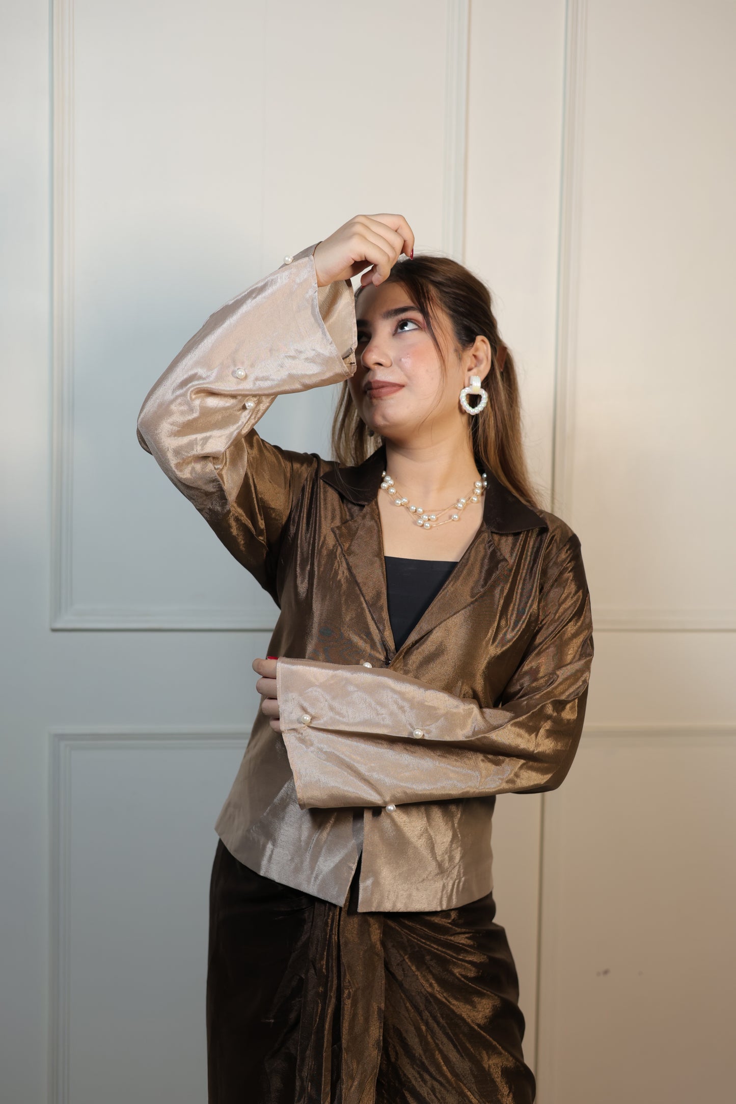 Brown Shaded Dhoti Blazer