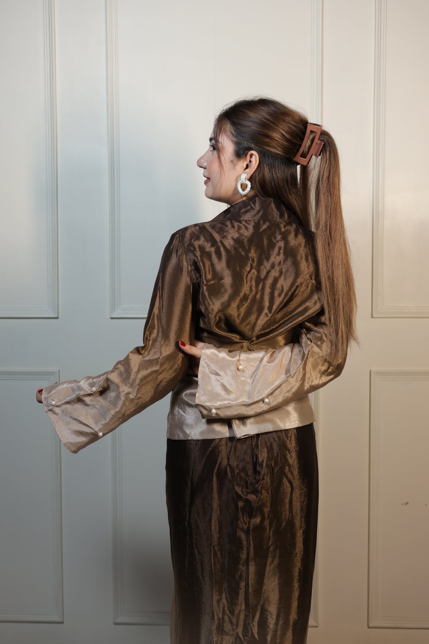 Brown Shaded Dhoti Blazer