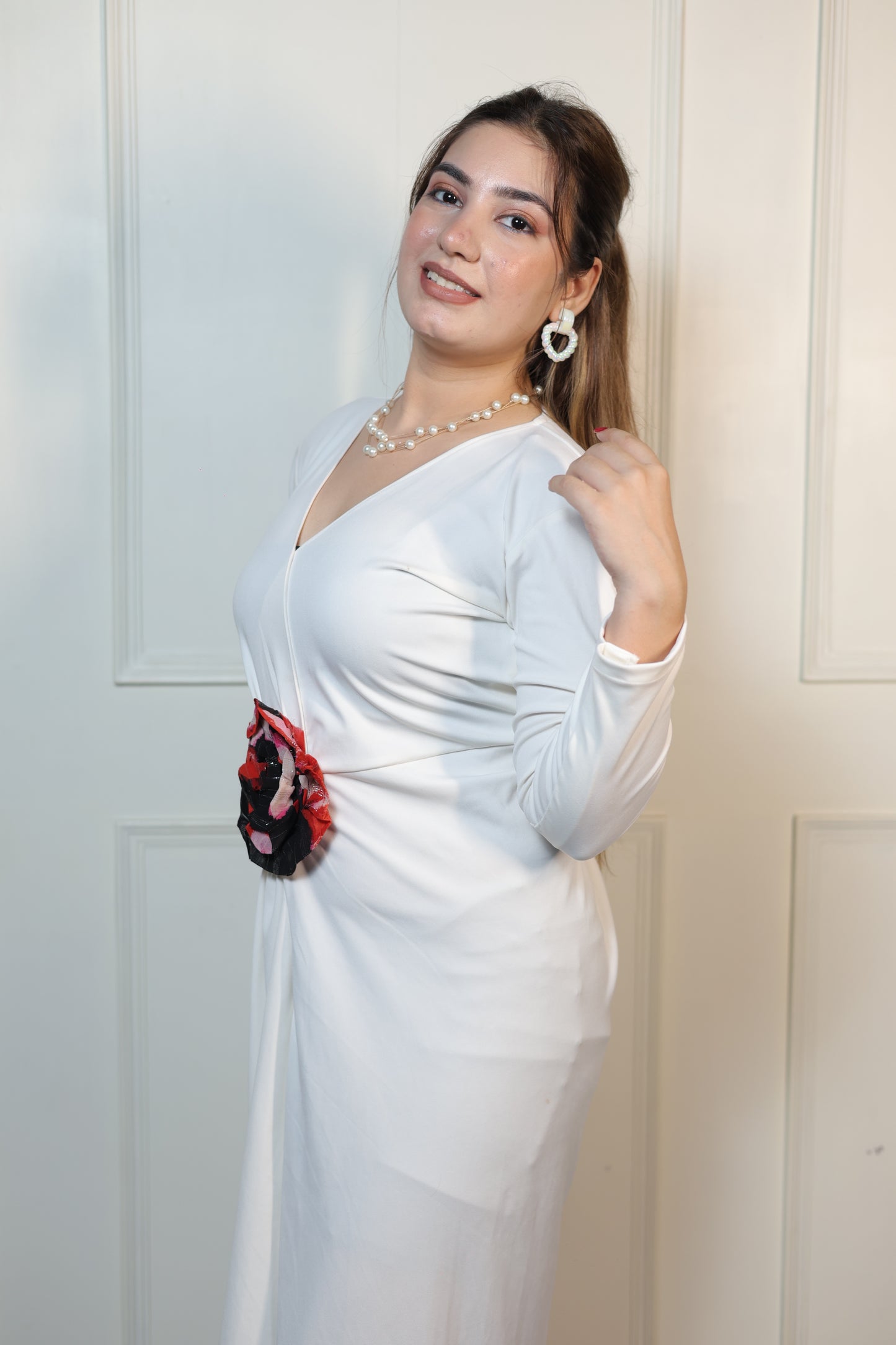 White Frindge Long Dress