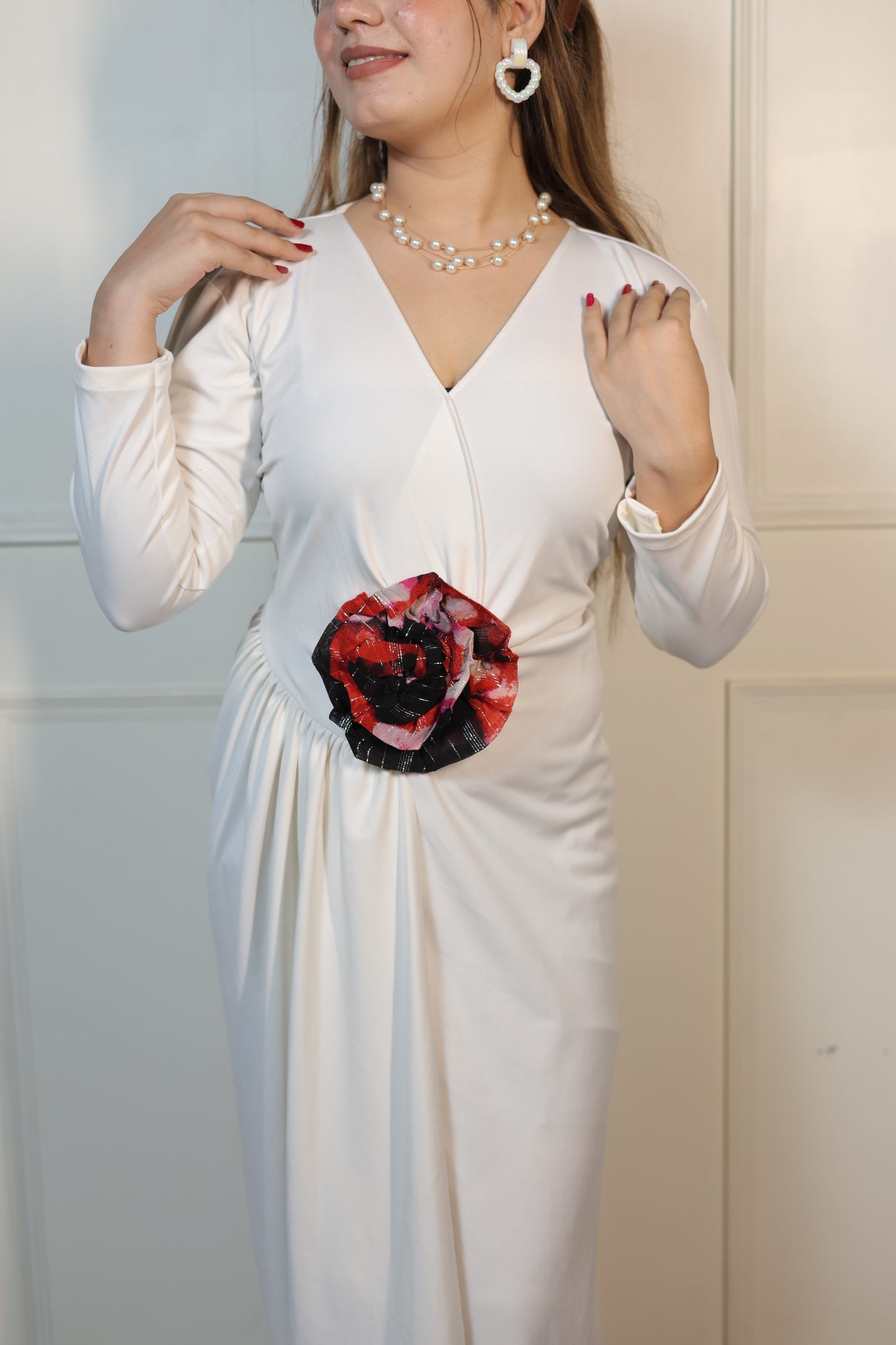 White Frindge Long Dress