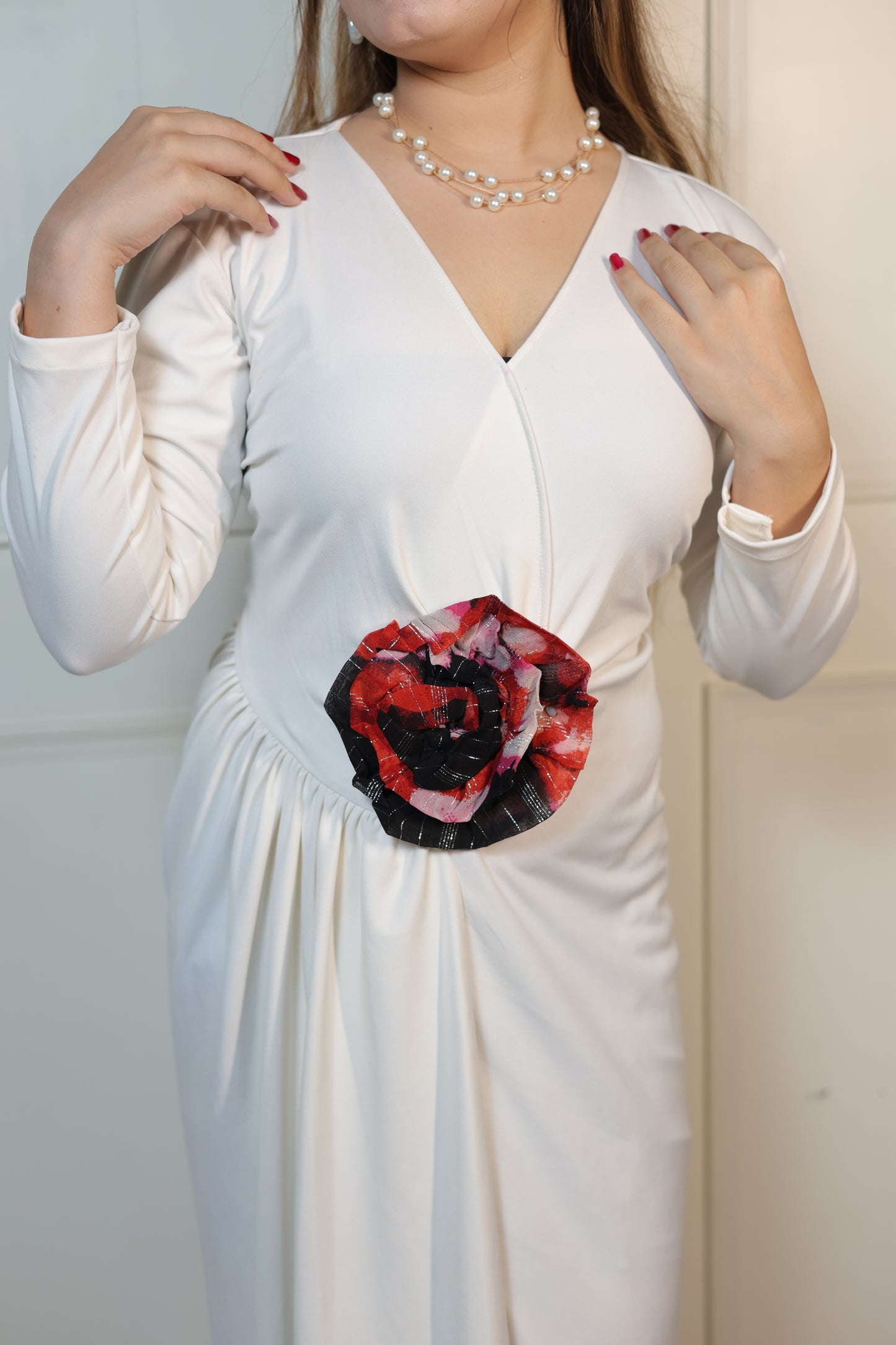 White Frindge Long Dress