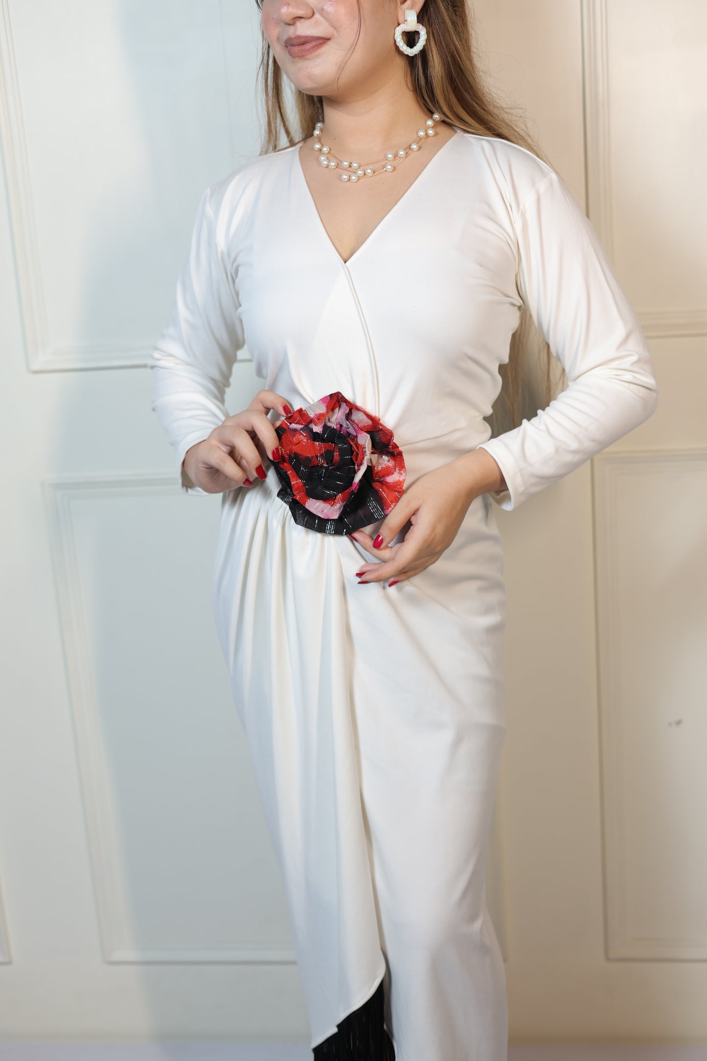 White Frindge Long Dress