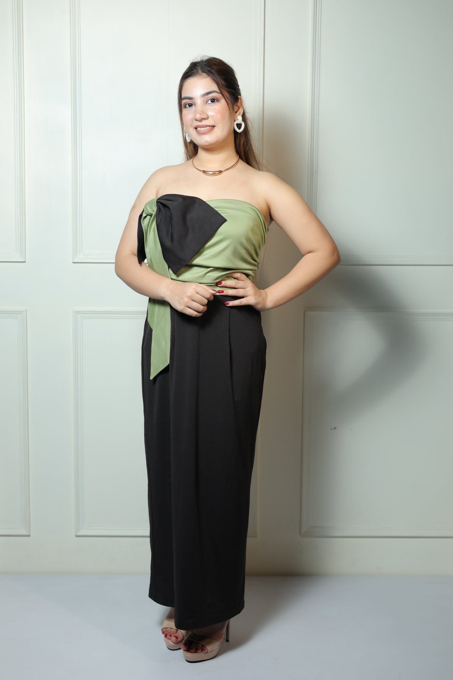 Mint Green Black Bow Dress