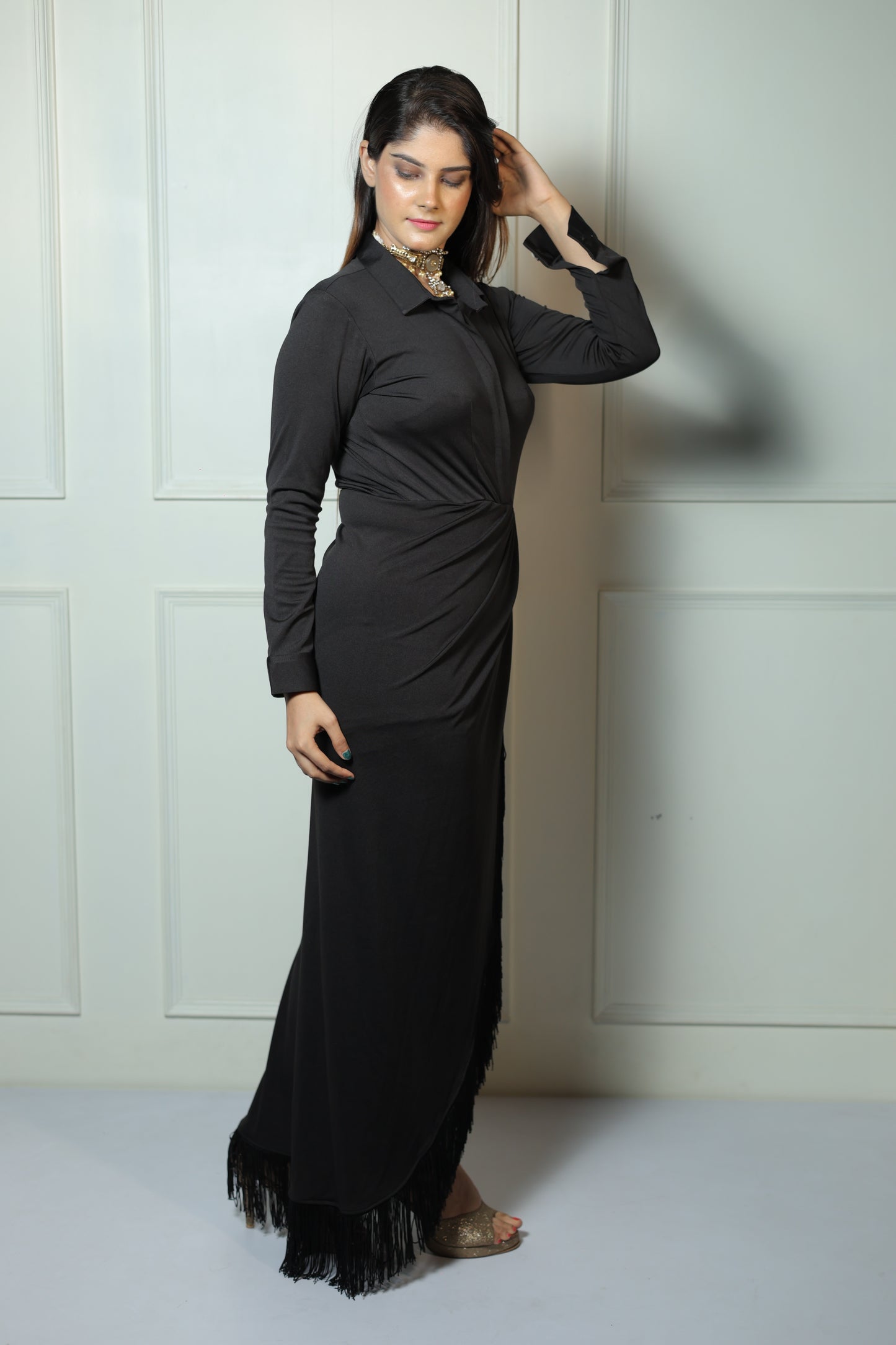 Collar Fringes Dress
