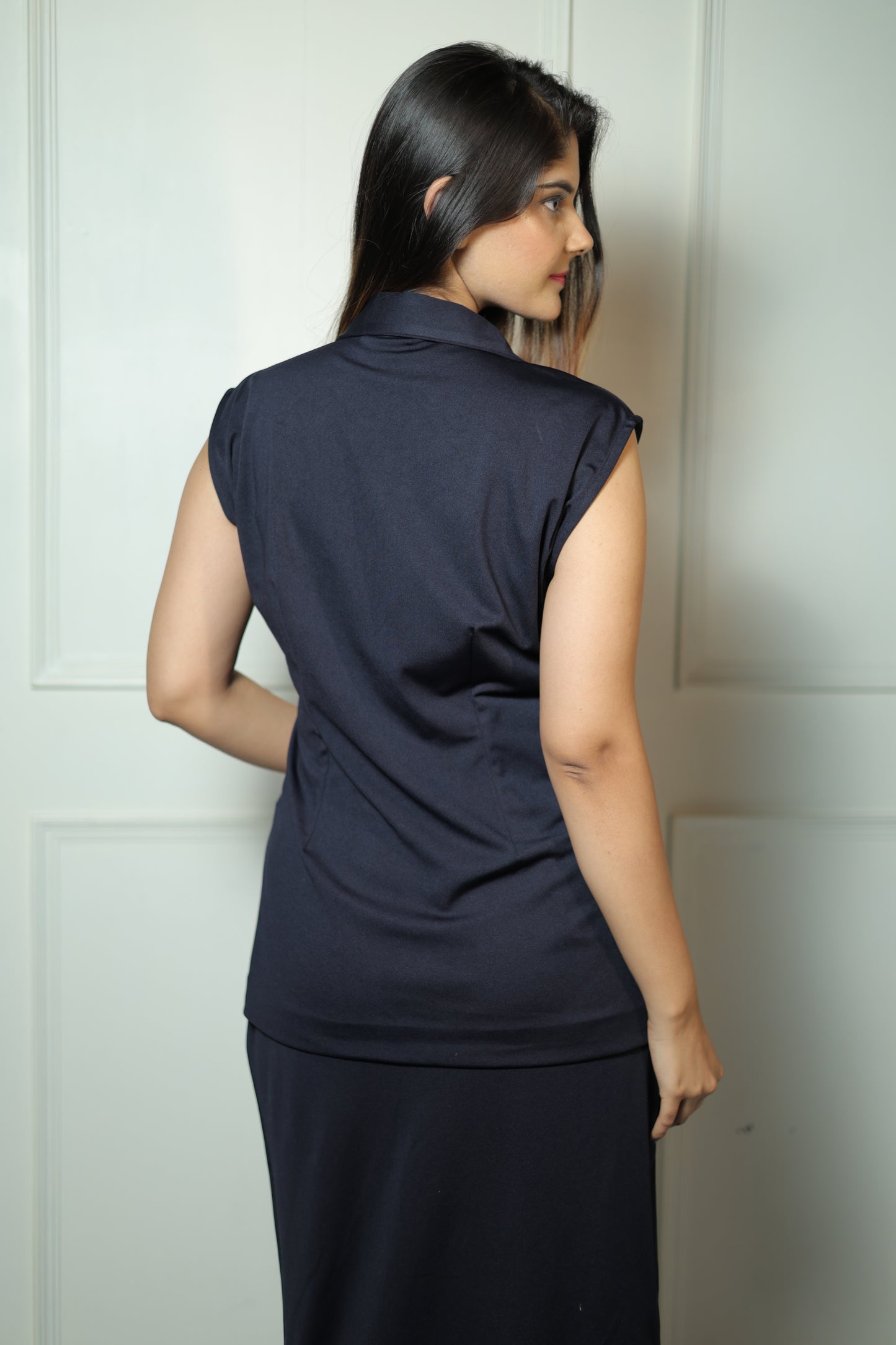 Half Blazer With Skirt Set