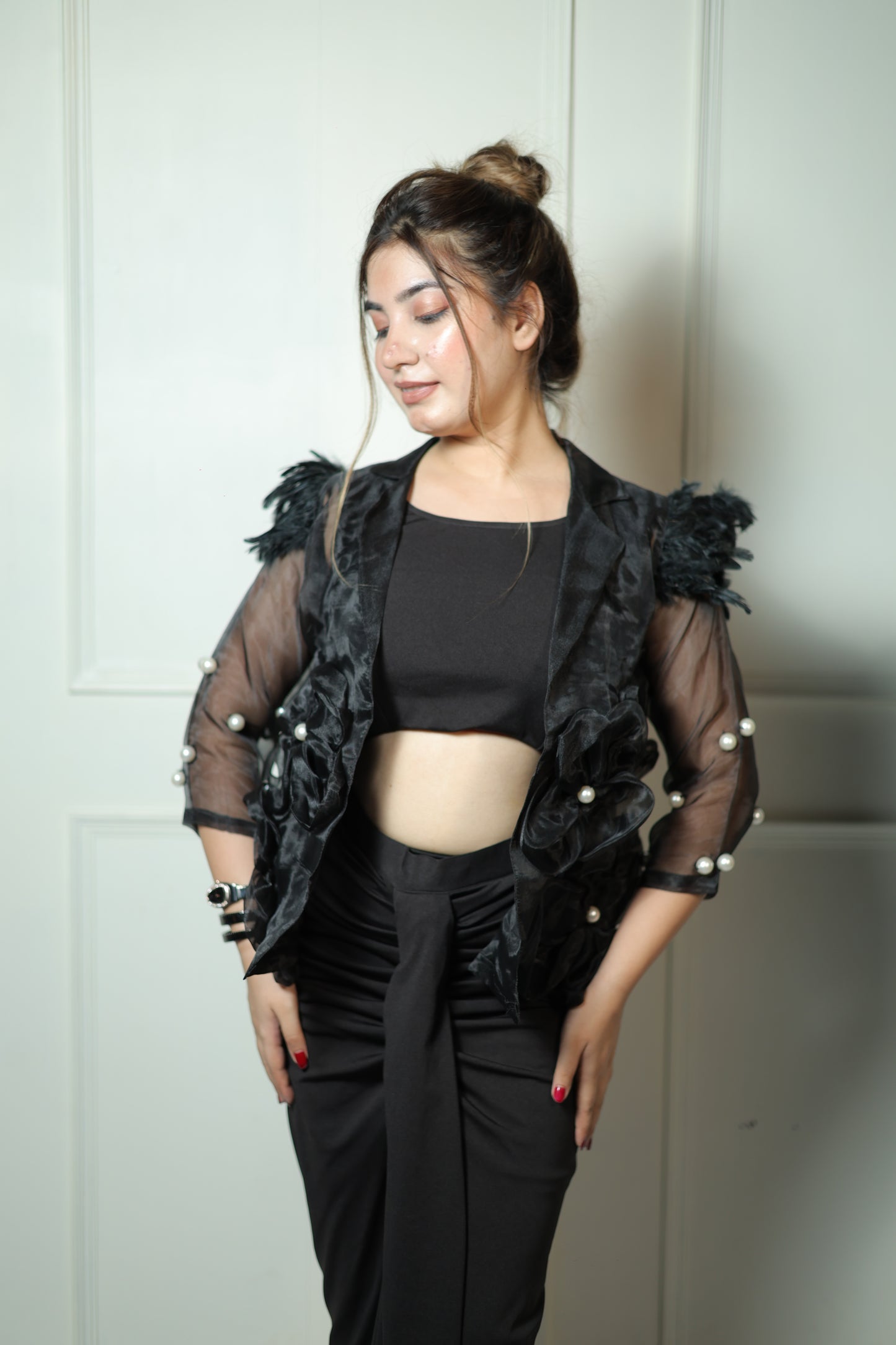 3 Pc Dhoti Blazer Set