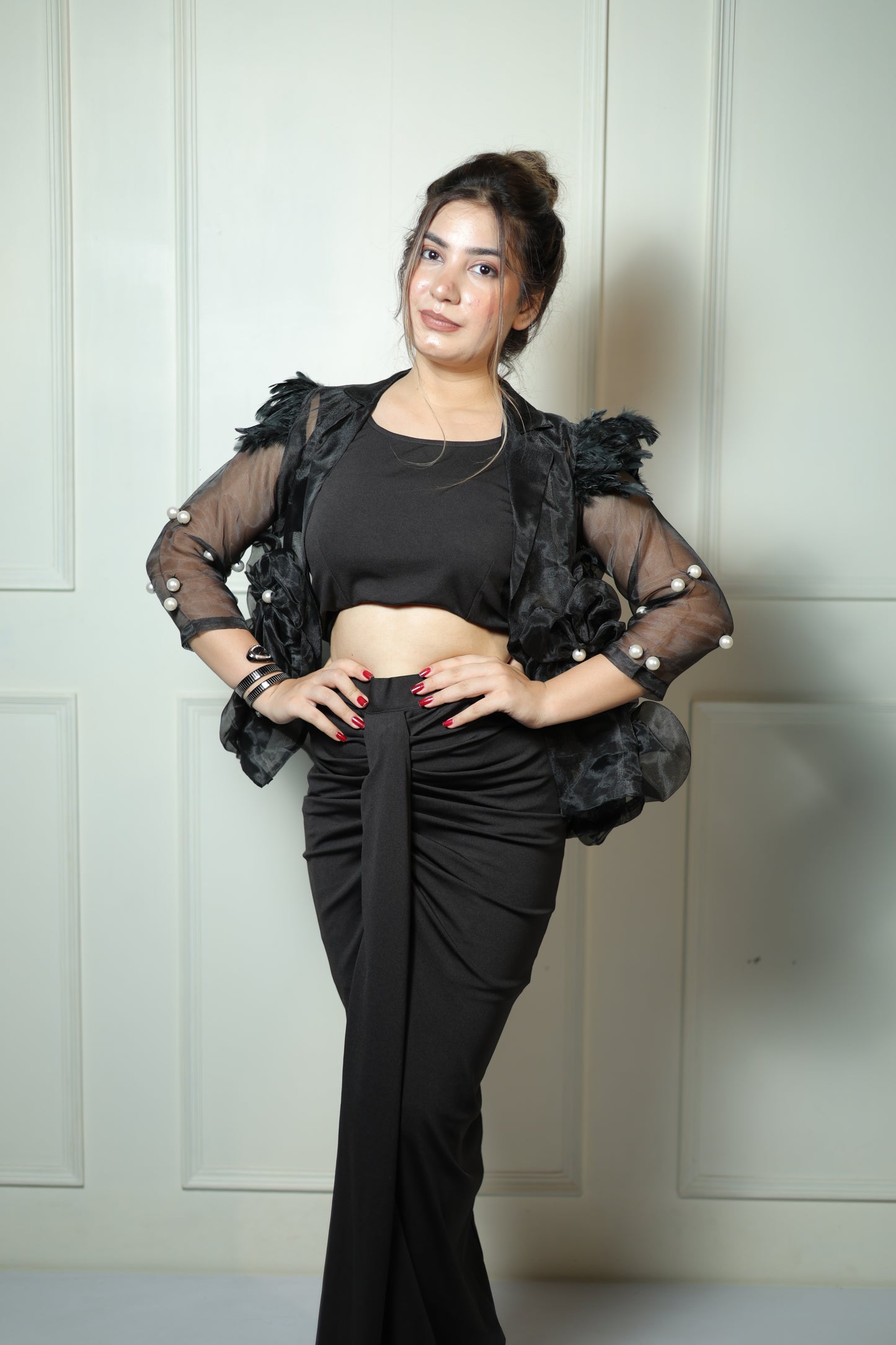 3 Pc Dhoti Blazer Set