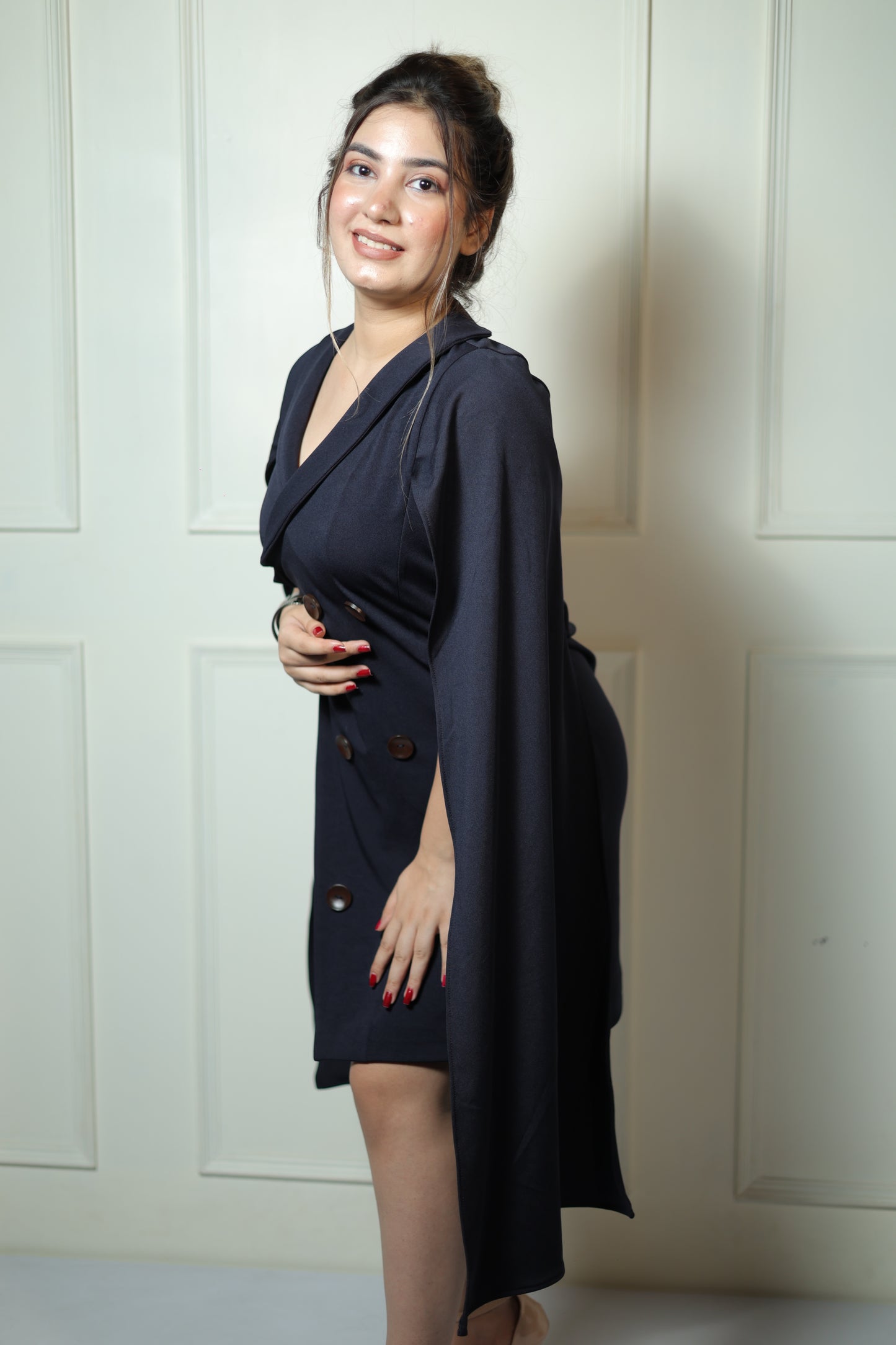 Cape Sleeve Blazer Dress