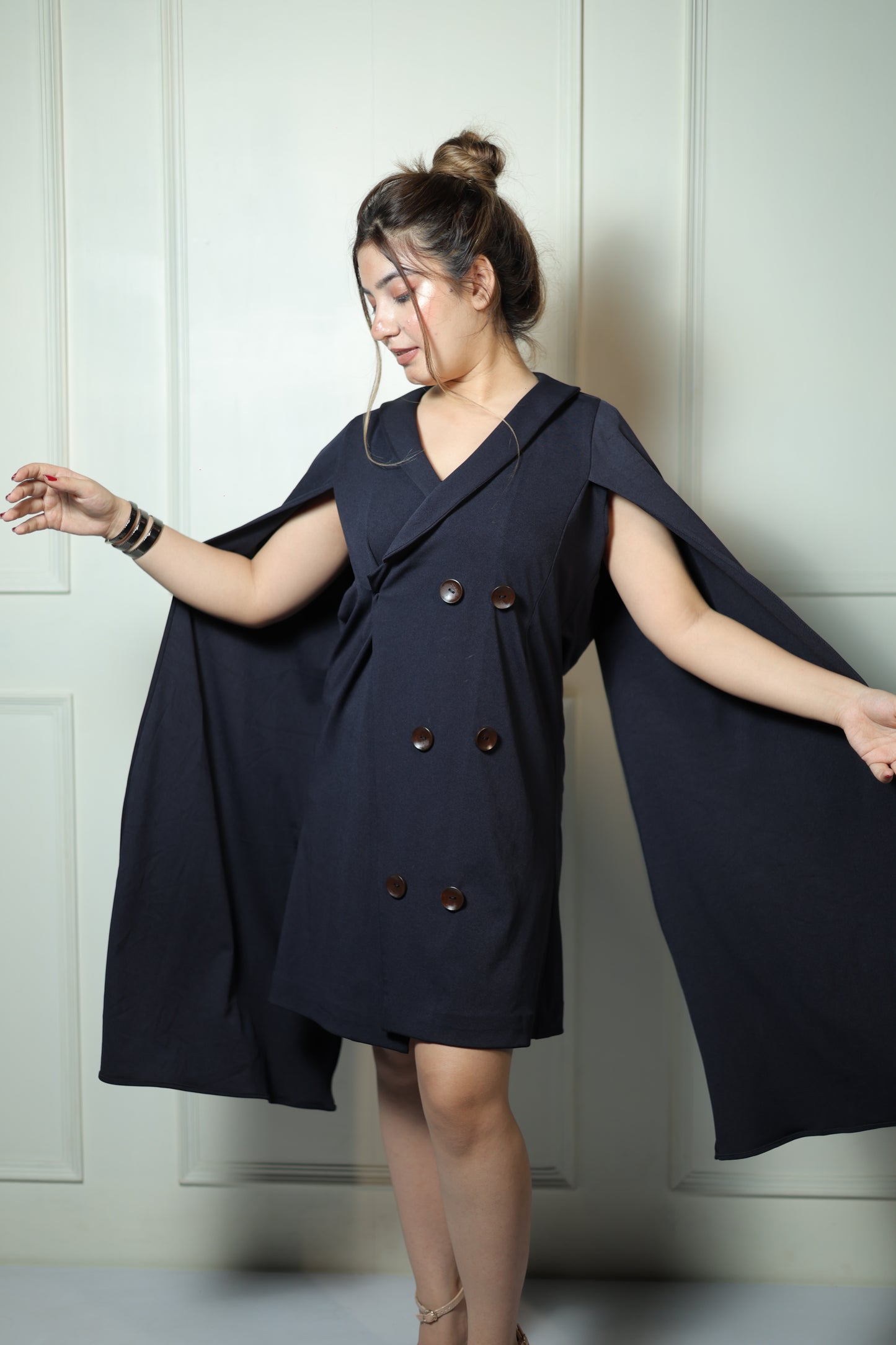 Cape Sleeve Blazer Dress