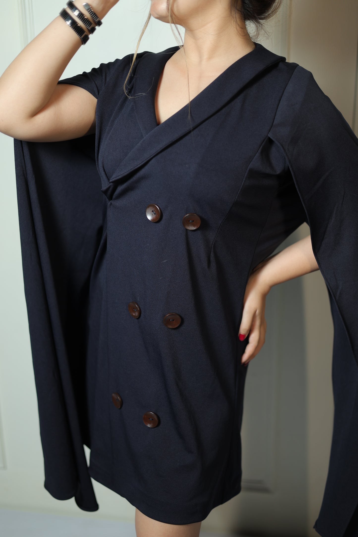 Cape Sleeve Blazer Dress