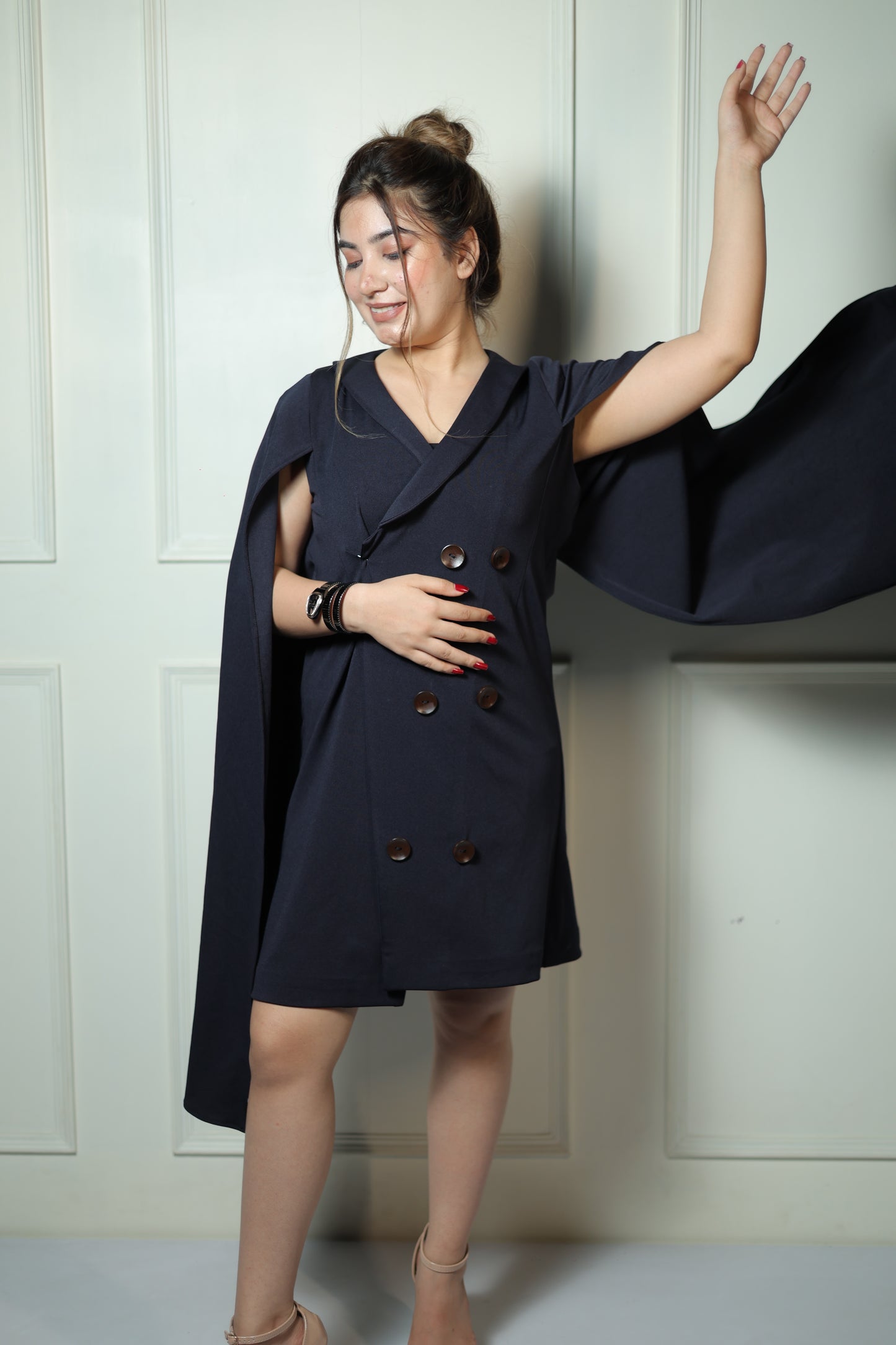 Cape Sleeve Blazer Dress