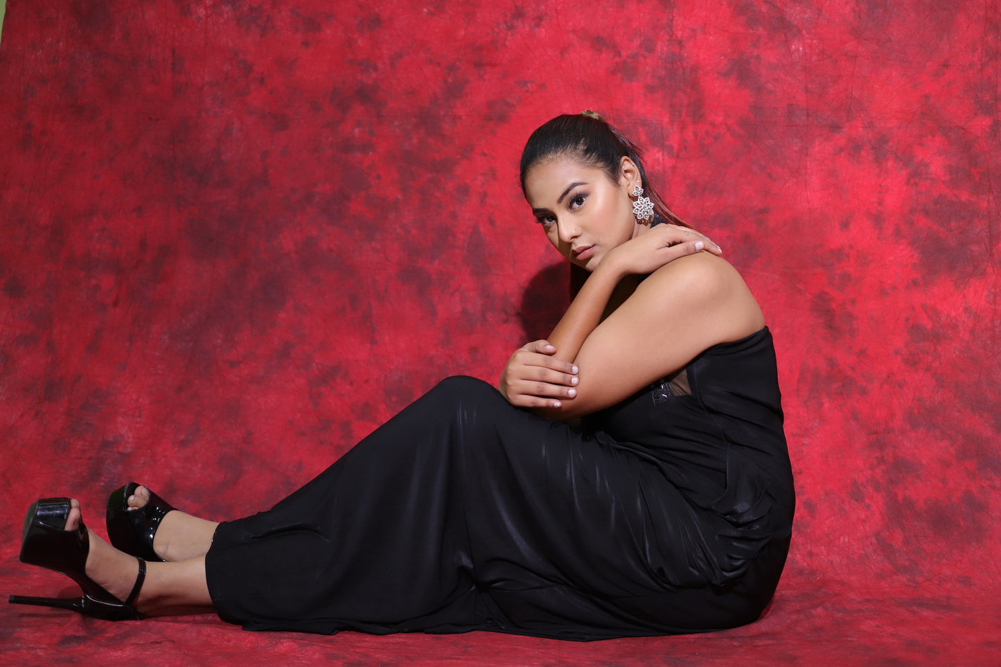 Drape halter neck gown