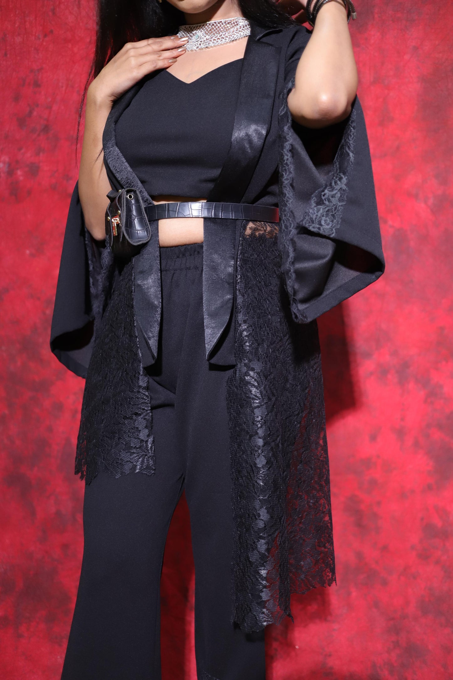 Half net blazer coord set