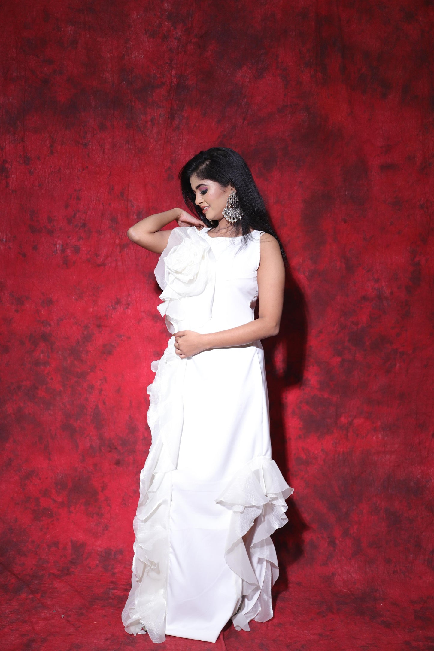 White rose gown