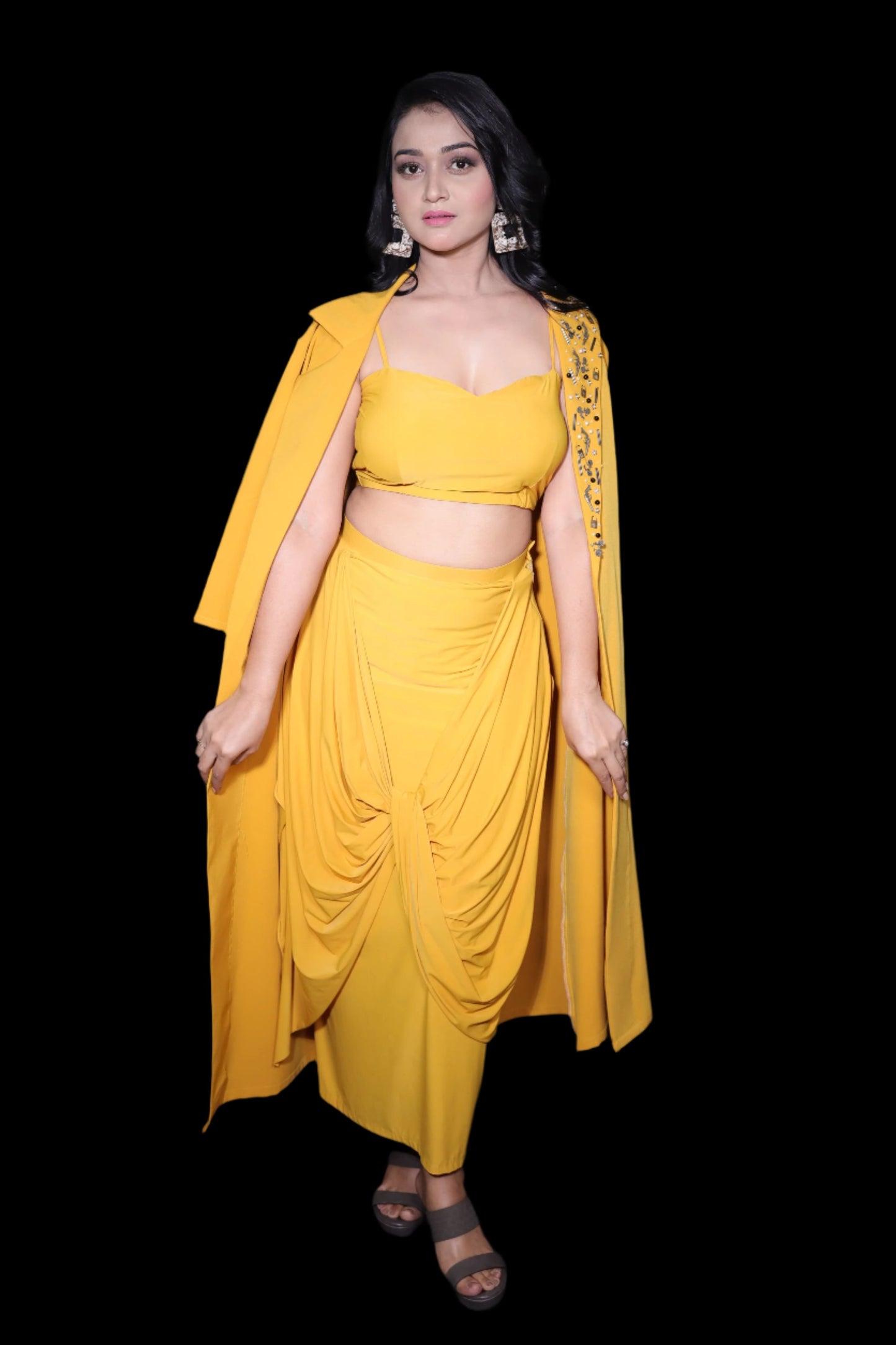 3 pc dhoti blazer coord set