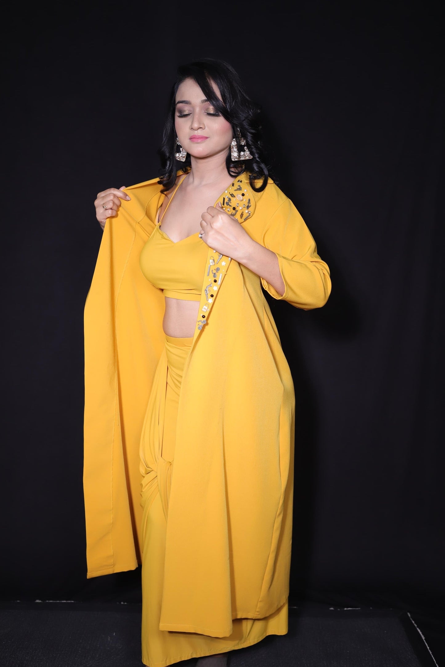 3 pc dhoti blazer coord set