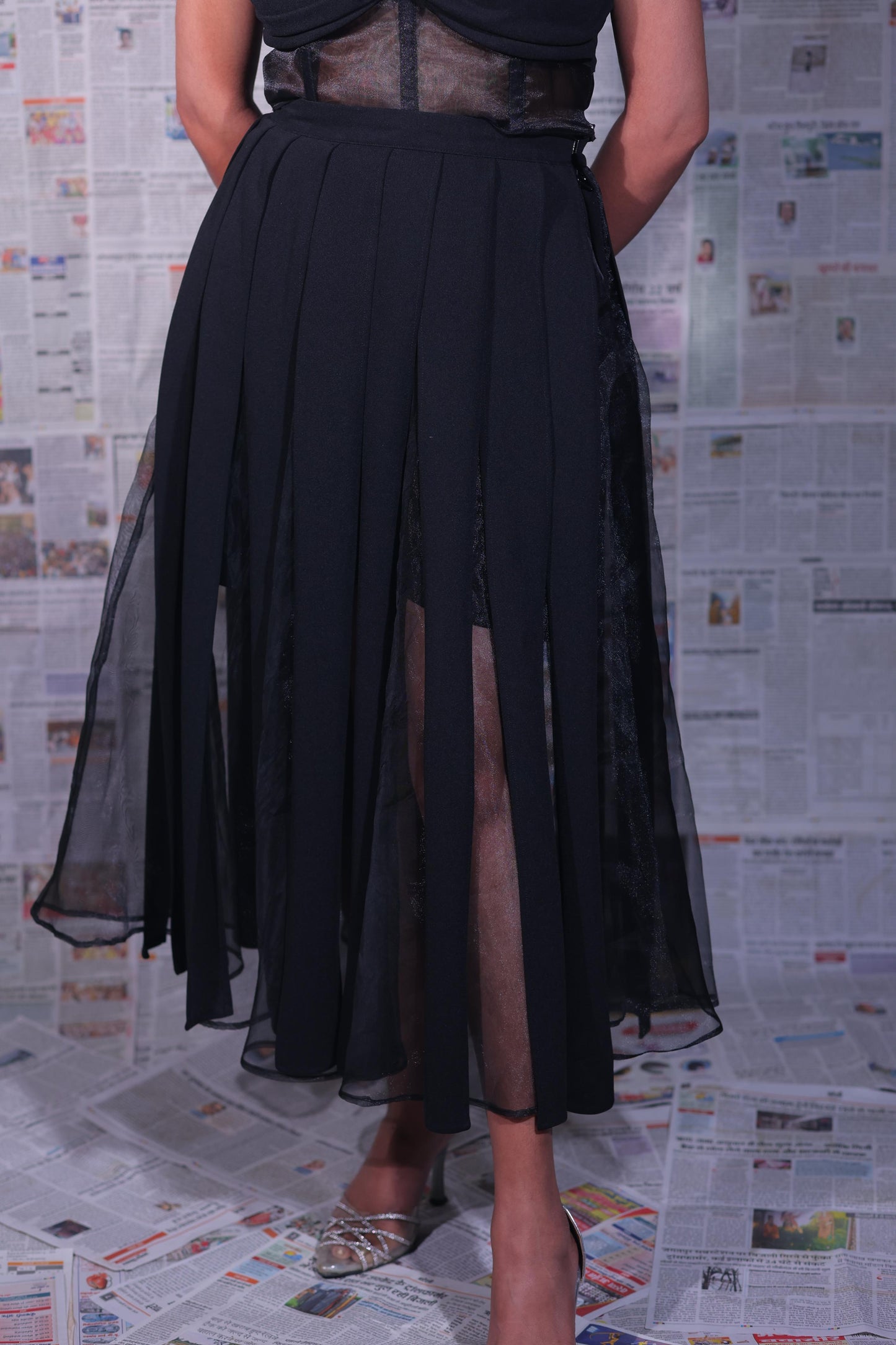 Corset blouse ribbon skirt