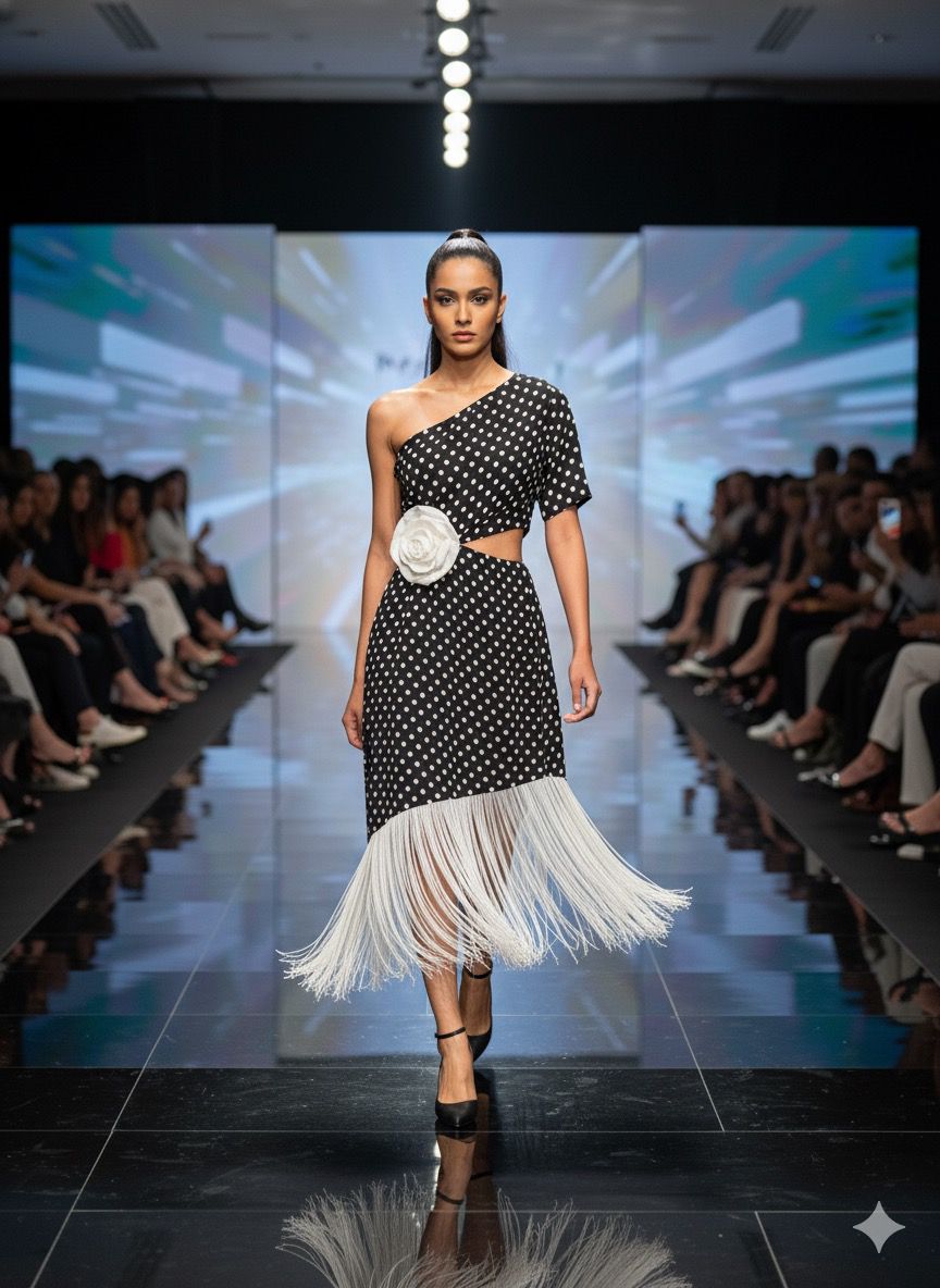 polka dots fringe dress