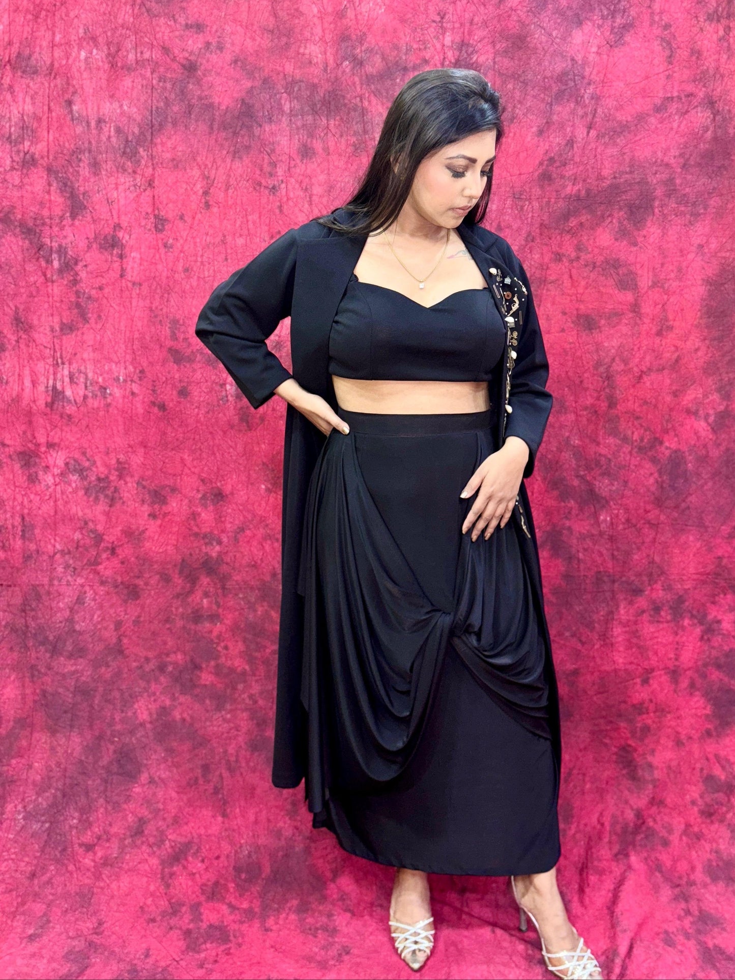 3 pc dhoti blazer coord set