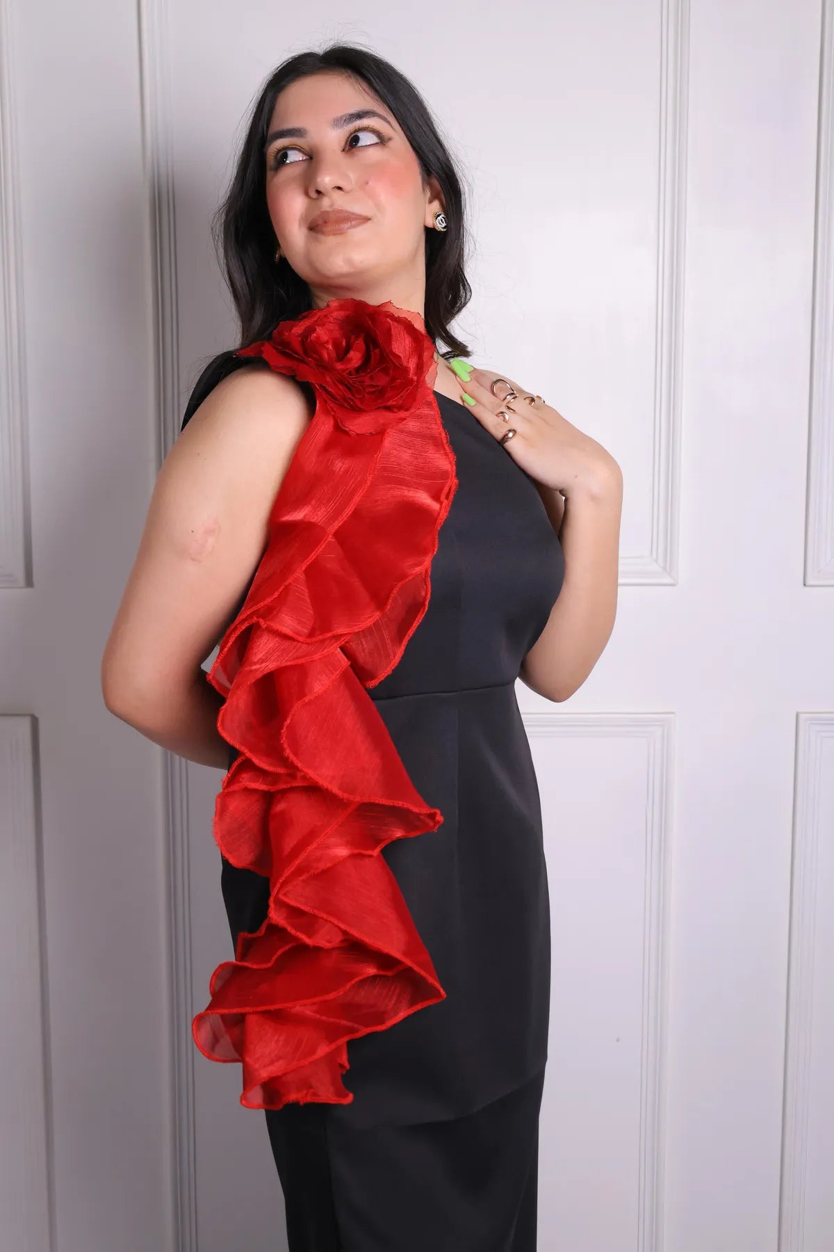 Retro Frill Black Gown