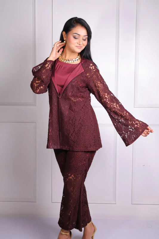 Wine 3 Pc Coord Set
