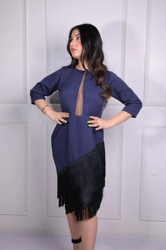 Navy Frindge Dress
