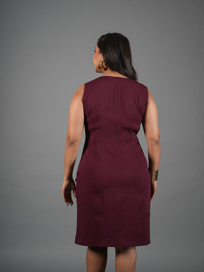 The Gala Bow Burgundy Peplum Sheath Dress