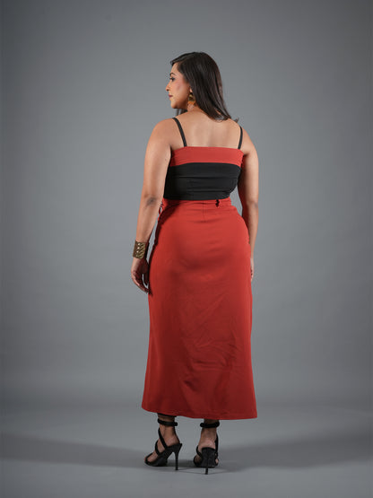 Rust & Black Utility Crop Top and Wrap Skirt Coord Set