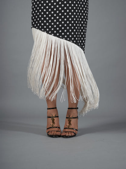 The Monochrome Retro Polka Fringe Midi