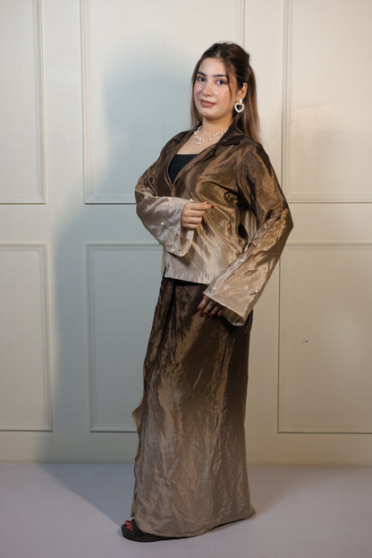 Brown Shaded Dhoti Blazer