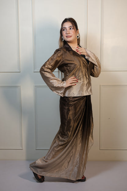 Brown Shaded Dhoti Blazer