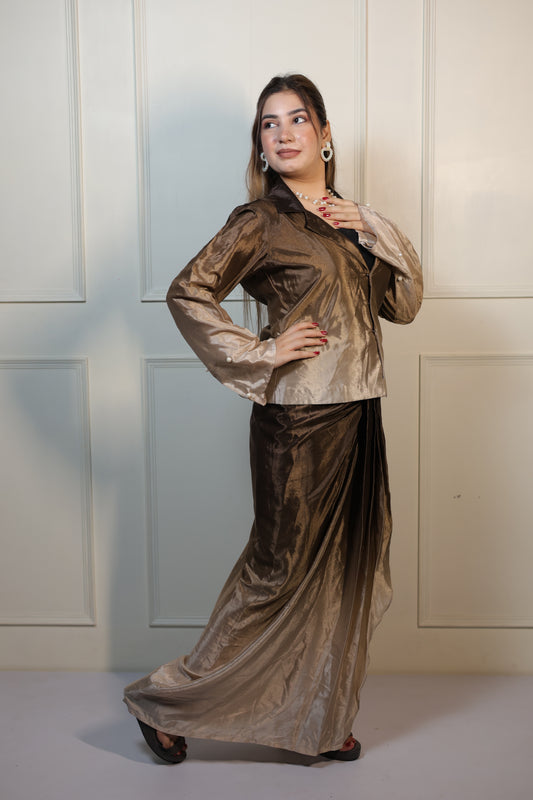 Brown Shaded Dhoti Blazer