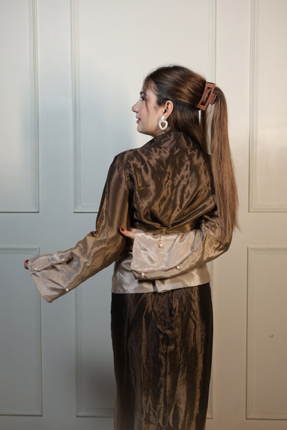 Brown Shaded Dhoti Blazer