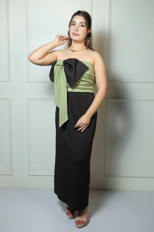 Mint Green Black Bow Dress