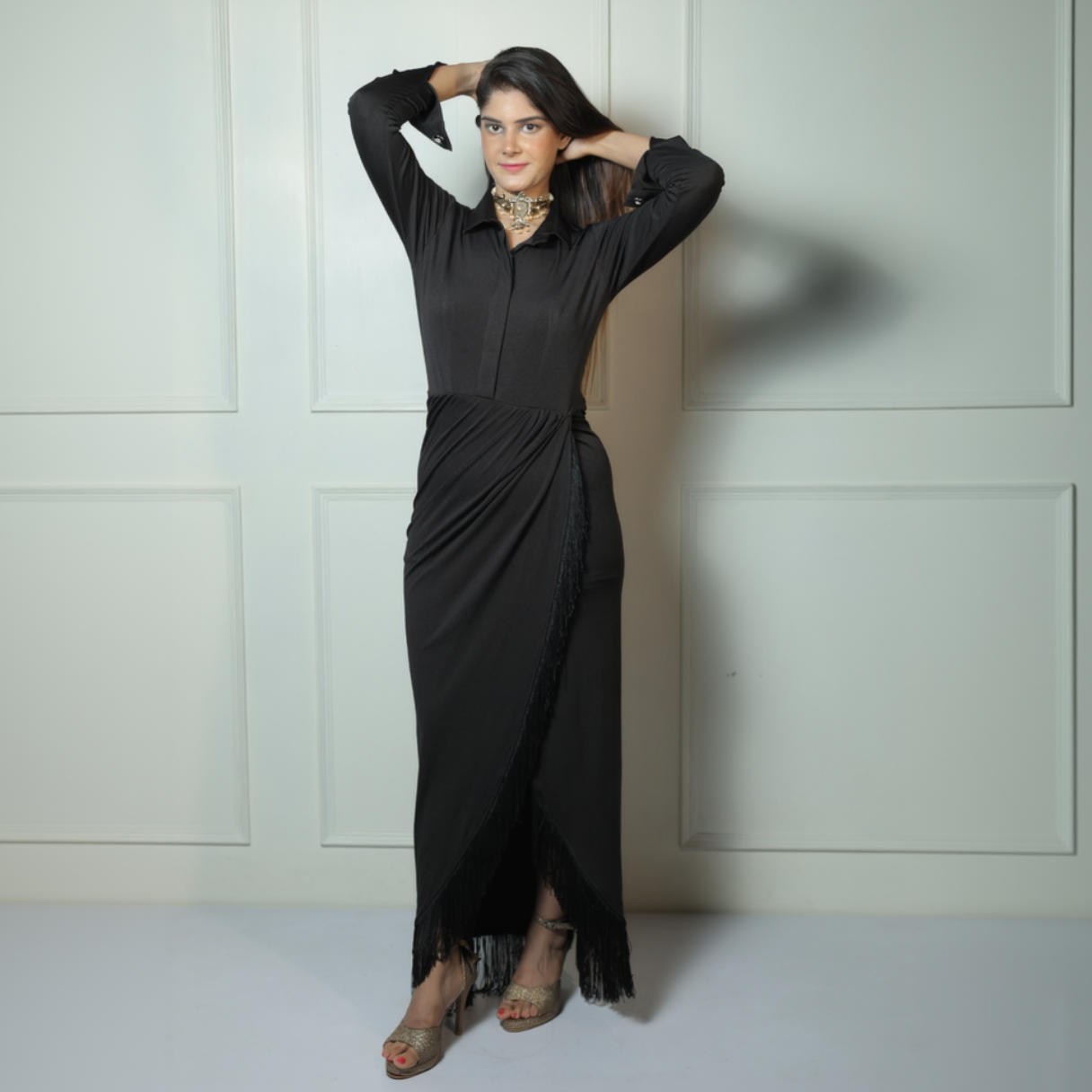 Collar Fringes Dress