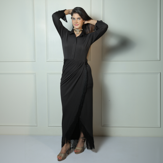 Collar Fringes Dress