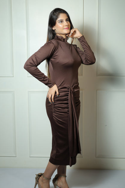 Brown High Neck Dhoti Dress