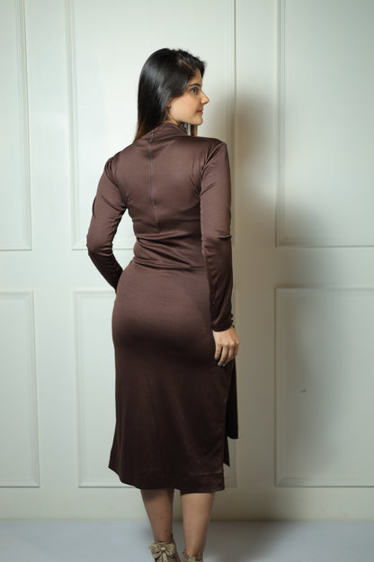 Brown High Neck Dhoti Dress