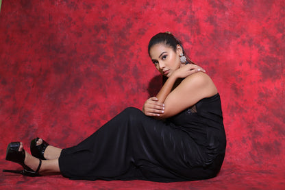 Drape halter neck gown
