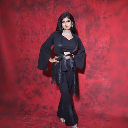 Half net blazer coord set