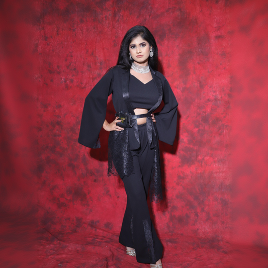 Half net blazer coord set