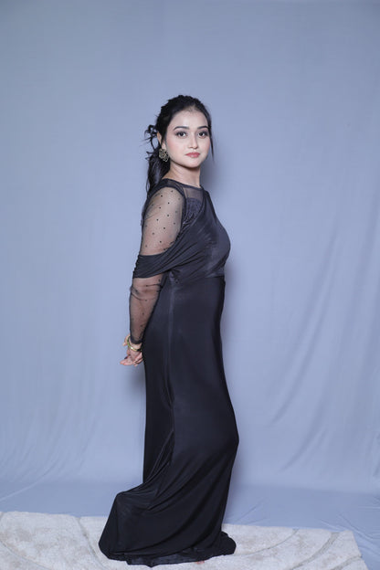Falling Sleeves Half Net Dress