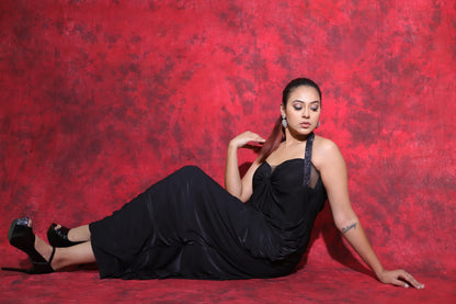 Drape halter neck gown