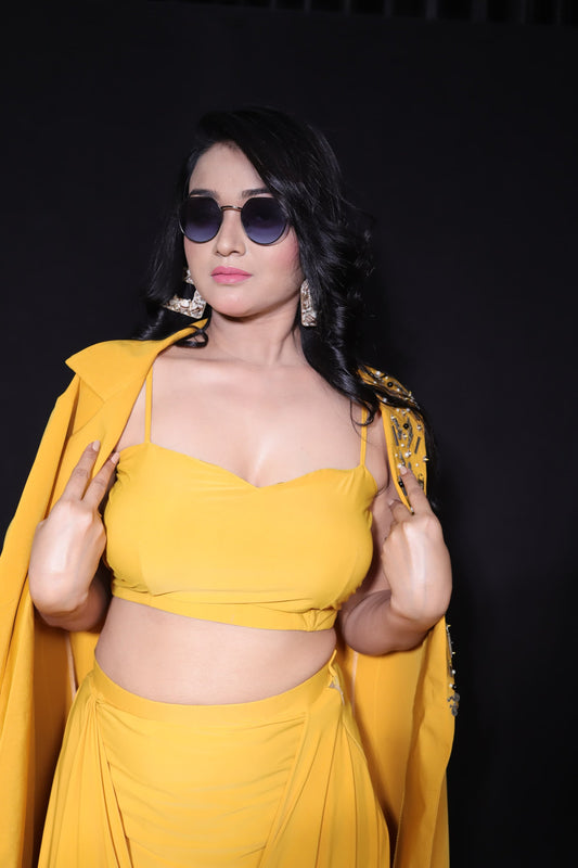 3 pc dhoti blazer coord set