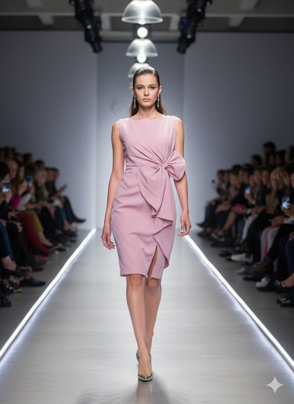 Dusty Pink Side-Knot Sheath Dress